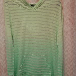 Sheer Green Ombre Stripe Calvin Klein Proformance Hooded Tee